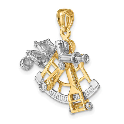 14K Bicolor-Gold 3-D-Beweglicher-Sextant-Charm