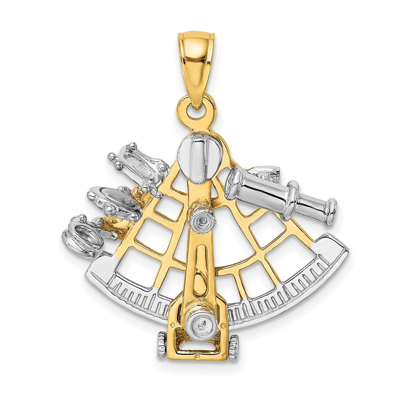 14K Bicolor-Gold 3-D-Beweglicher-Sextant-Charm