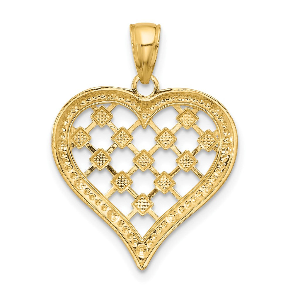 14K Gelb- und Rhodiumgold mit Rhodiumrand, diamantgeschliffener Herz-Charm