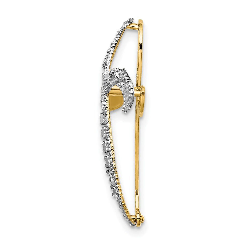 14K Gelb- & Rhodiumgold mit Rhodium-Diamantschliff-Kreuzcharm mit Twist-Design