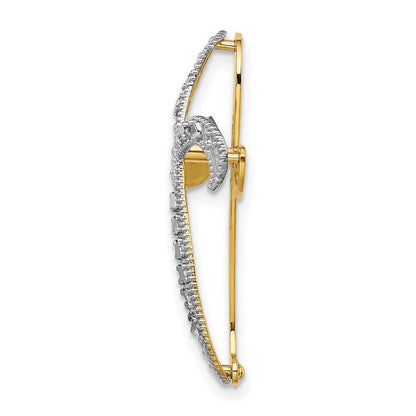14K Gelb- & Rhodiumgold mit Rhodium-Diamantschliff-Kreuzcharm mit Twist-Design