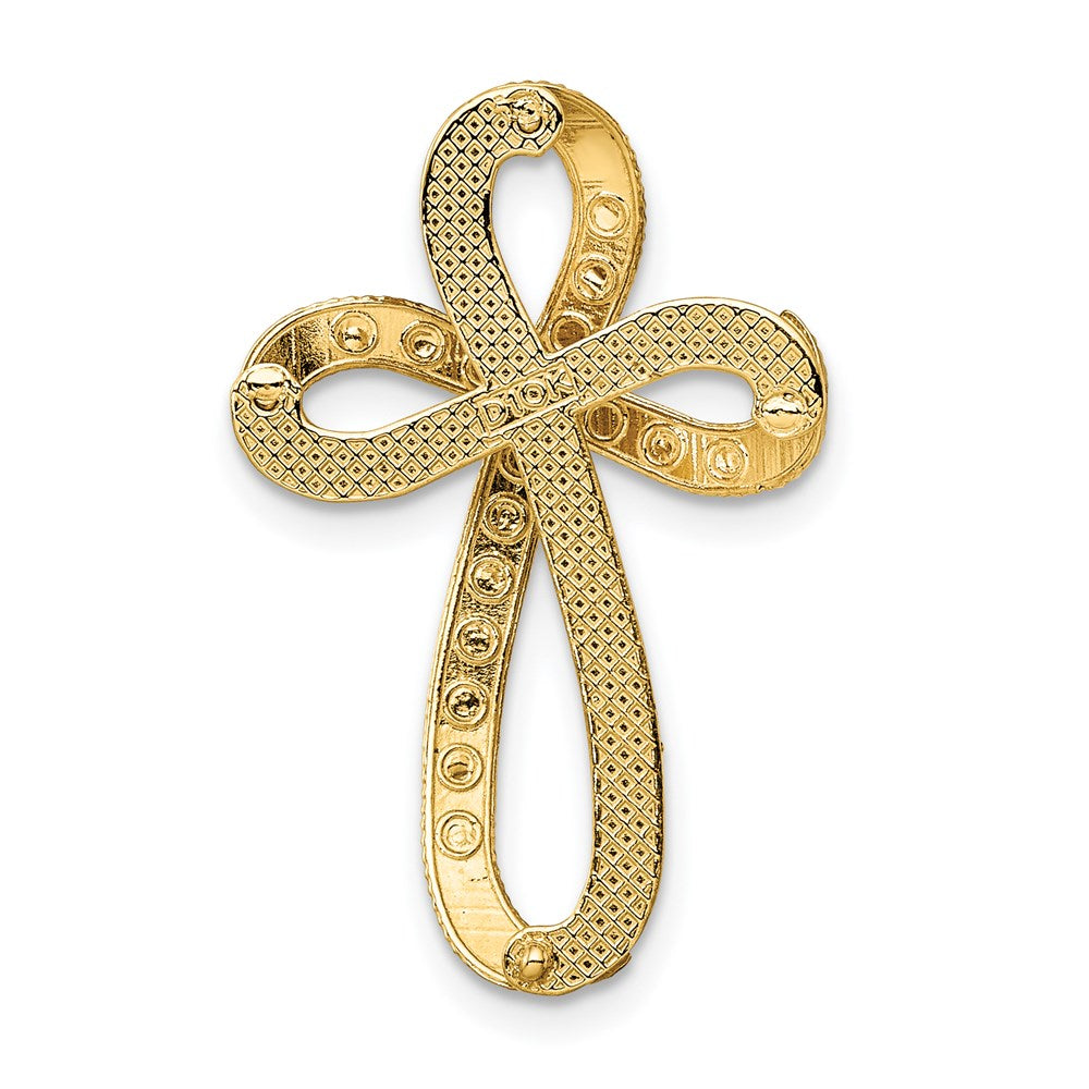 14K Gelb- & Rhodiumgold mit Rhodium-Diamantschliff-Kreuzcharm mit Twist-Design