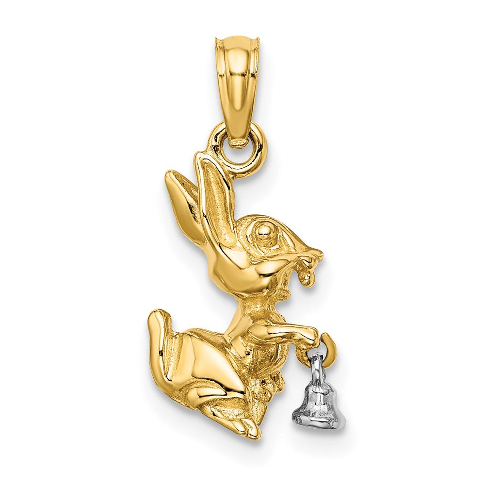 14 Karat Bicolor-Gold beweglicher 3D-Hasen-Charm