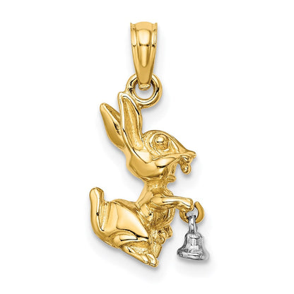 14 Karat Bicolor-Gold beweglicher 3D-Hasen-Charm