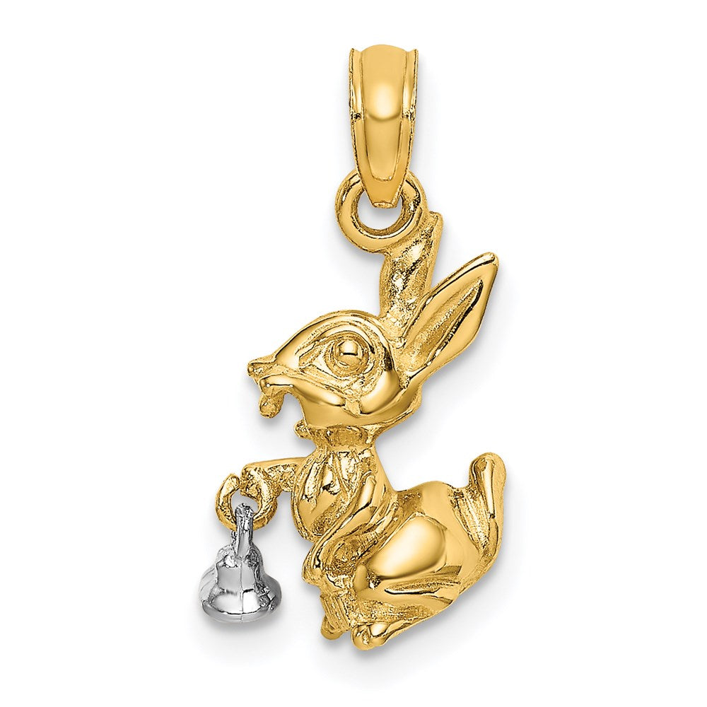 14 Karat Bicolor-Gold beweglicher 3D-Hasen-Charm