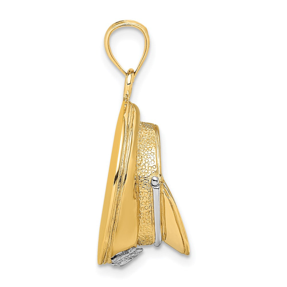 14 Karat Gelbgold & Rhodiumgold mit Rhodium 3-D Polizeimütze-Charm