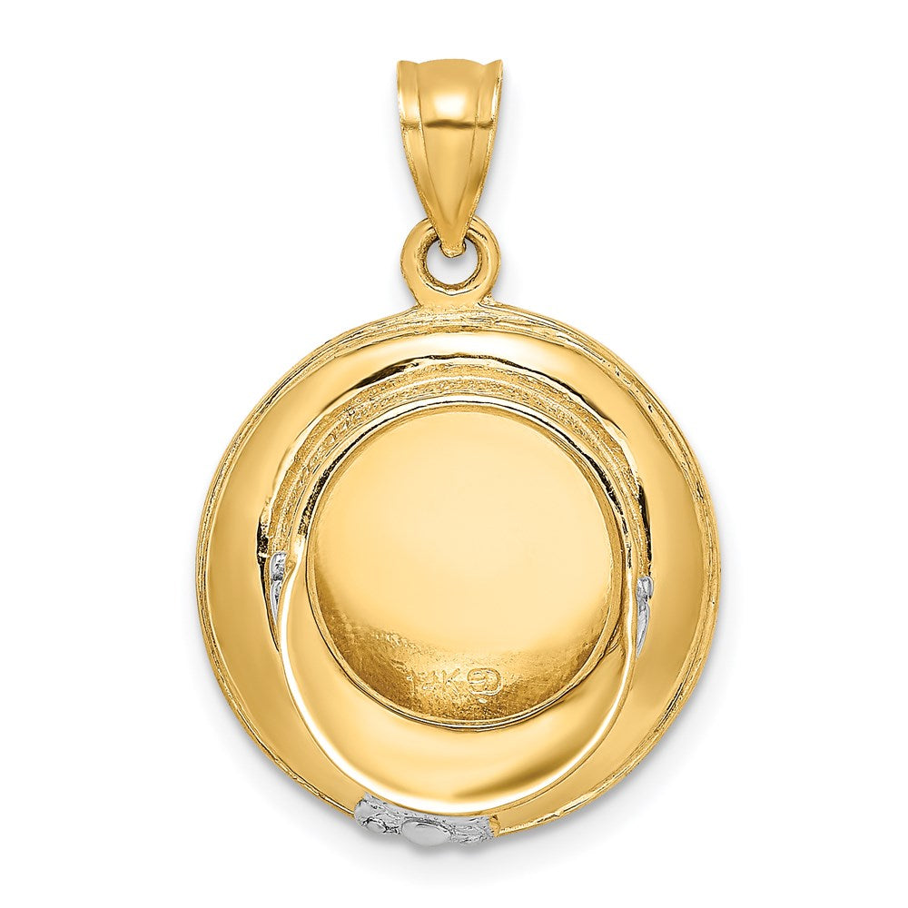 14 Karat Gelbgold & Rhodiumgold mit Rhodium 3-D Polizeimütze-Charm