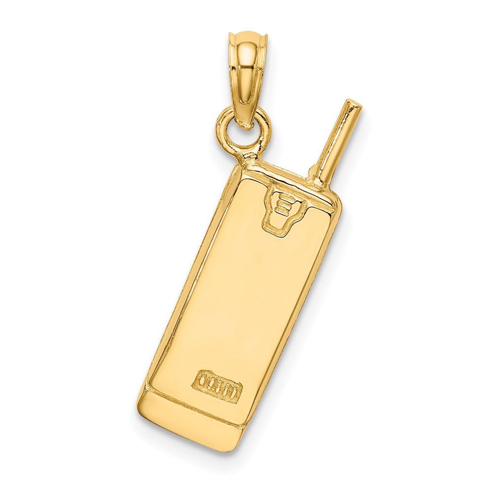 14 Karat Gelb- und Rhodiumgold mit Rhodium 3-D-Handy-Charm