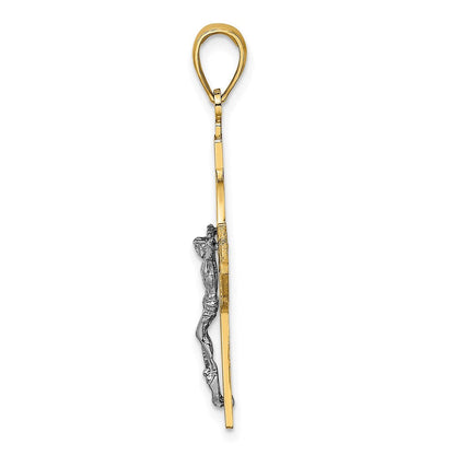 14K Bicolor-Gold Keltisches Kruzifix-Charm mit Ewigkeitskreis