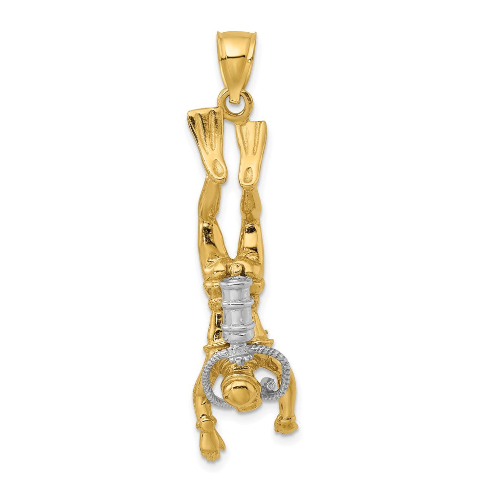 14k Bicolor-Gold Zweifarbig-Gold 3-D Taucherin-Charm