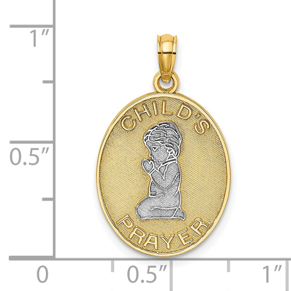 14K Gelb- und Rhodiumgold, rhodiniert, wendbarer Charm „Kindergebet" mit Junge