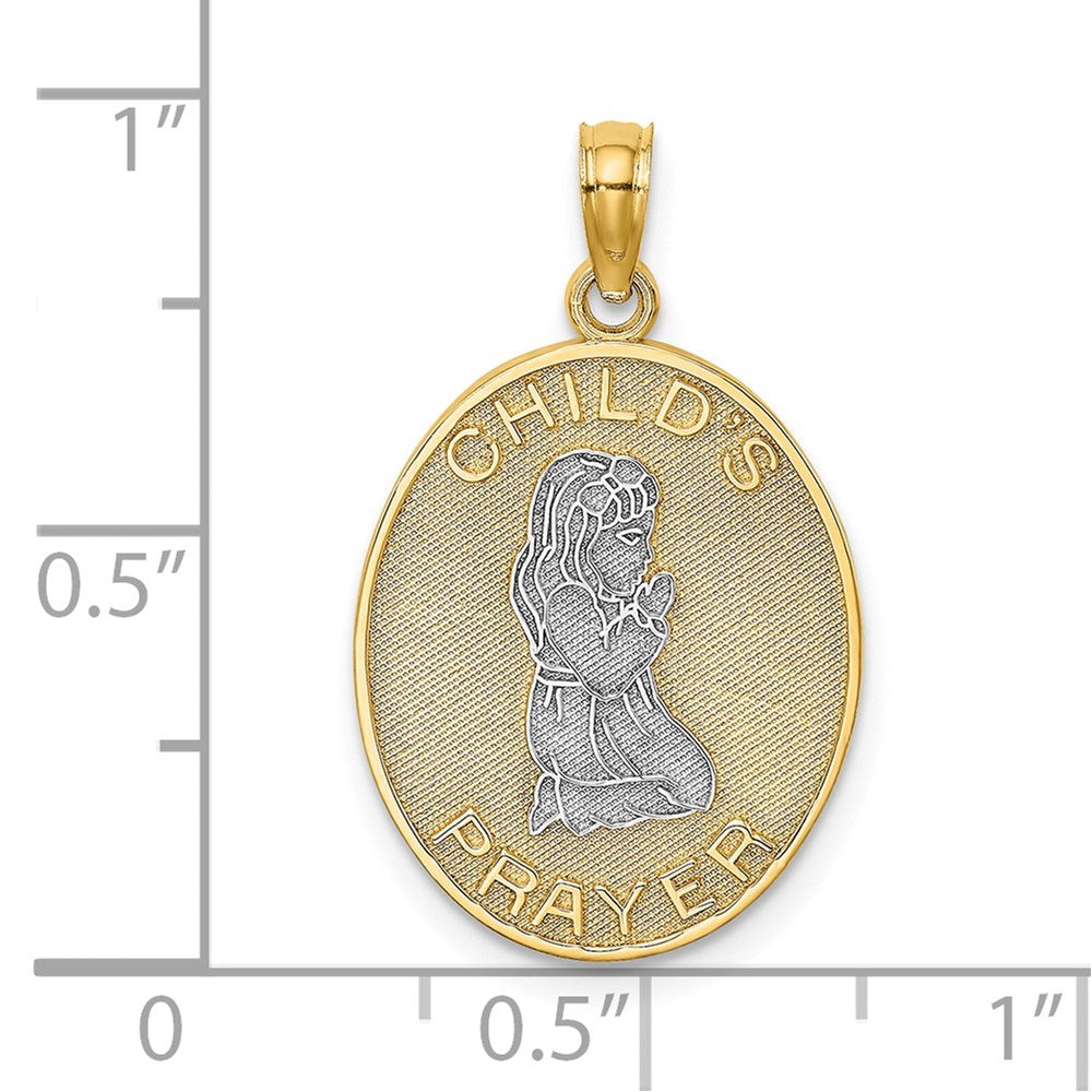 14K Gelb- und Rhodiumgold Wende-Charm „Kindergebet" mit Mädchen-Motiv