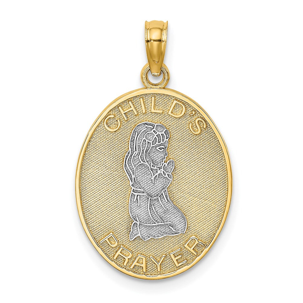 14K Gelb- und Rhodiumgold Wende-Charm „Kindergebet" mit Mädchen-Motiv