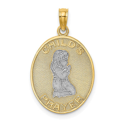 14K Gelb- und Rhodiumgold Wende-Charm „Kindergebet" mit Mädchen-Motiv