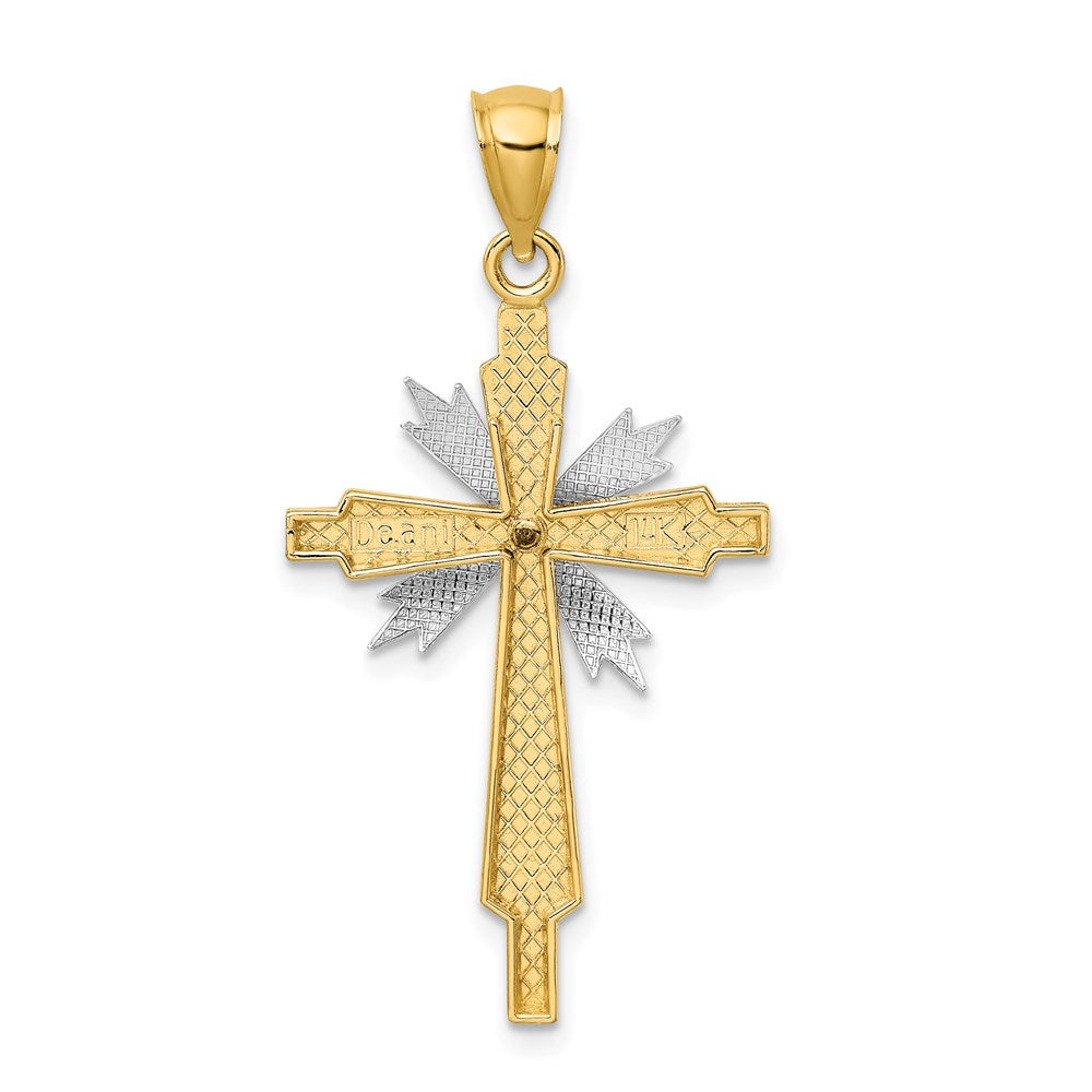 14 K Bicolor-Gold Fashion-Kreuz-Charm aus Bicolor-Gold
