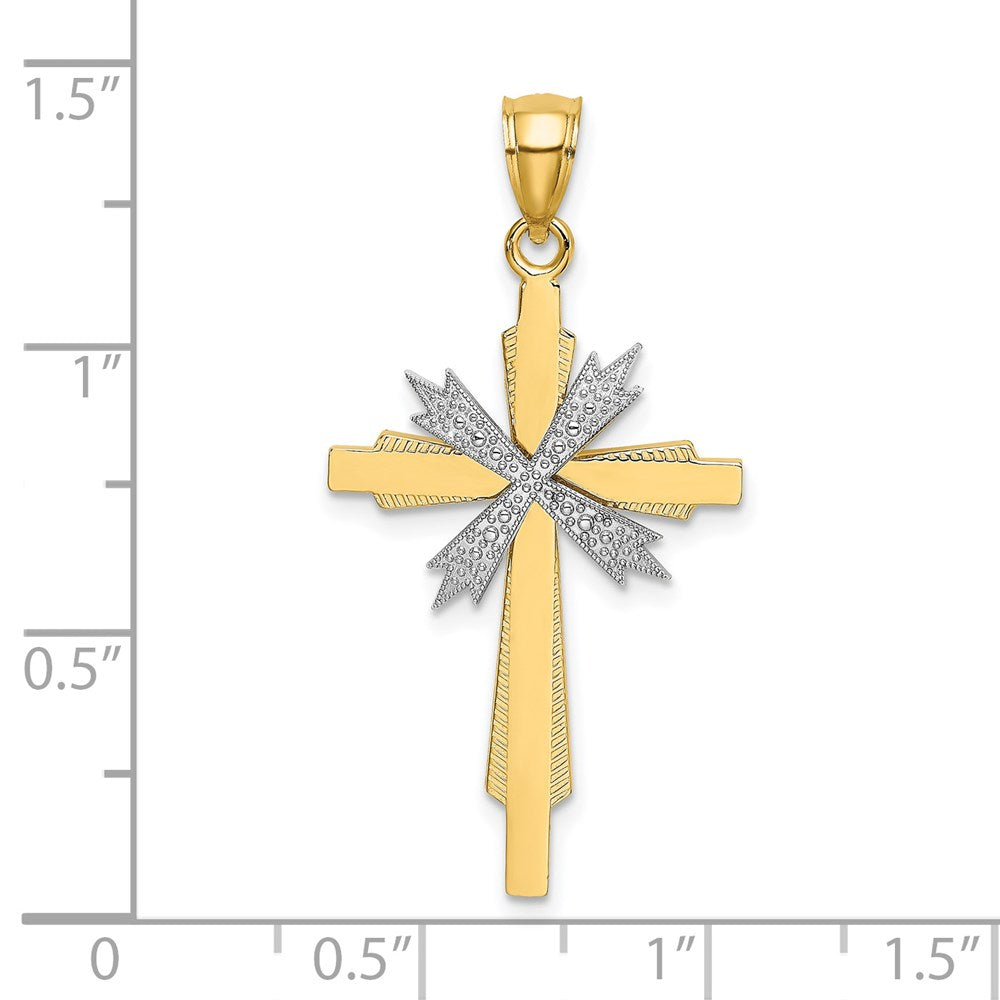 14 K Bicolor-Gold Fashion-Kreuz-Charm aus Bicolor-Gold