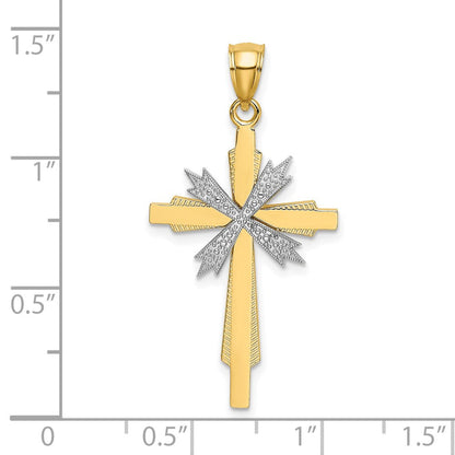 14 K Bicolor-Gold Fashion-Kreuz-Charm aus Bicolor-Gold