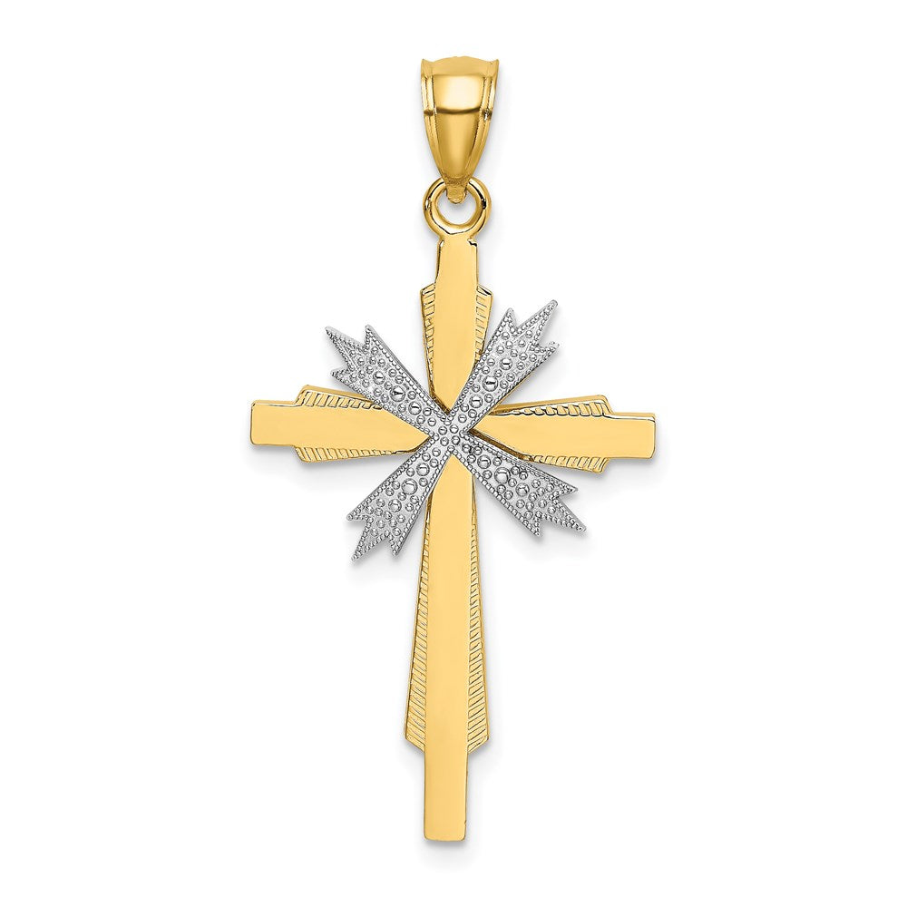 14 K Bicolor-Gold Fashion-Kreuz-Charm aus Bicolor-Gold