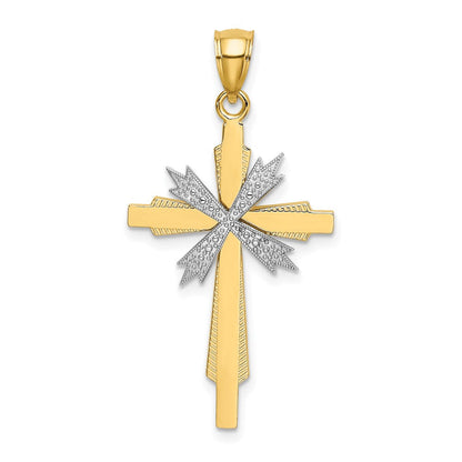 14 K Bicolor-Gold Fashion-Kreuz-Charm aus Bicolor-Gold