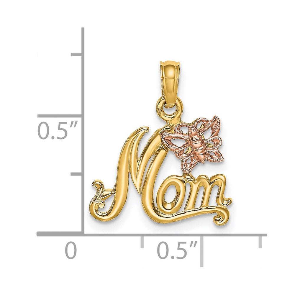 14K Bicolor Mama mit Schmetterling Charm