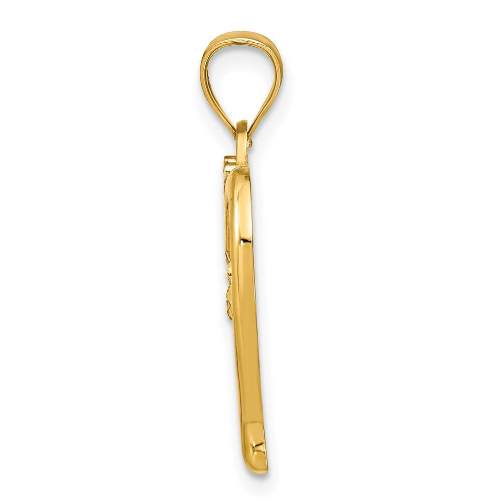 14K Gelb- und Rhodiumgold mit Rhodium, diamantgeschliffener Herz-Charm