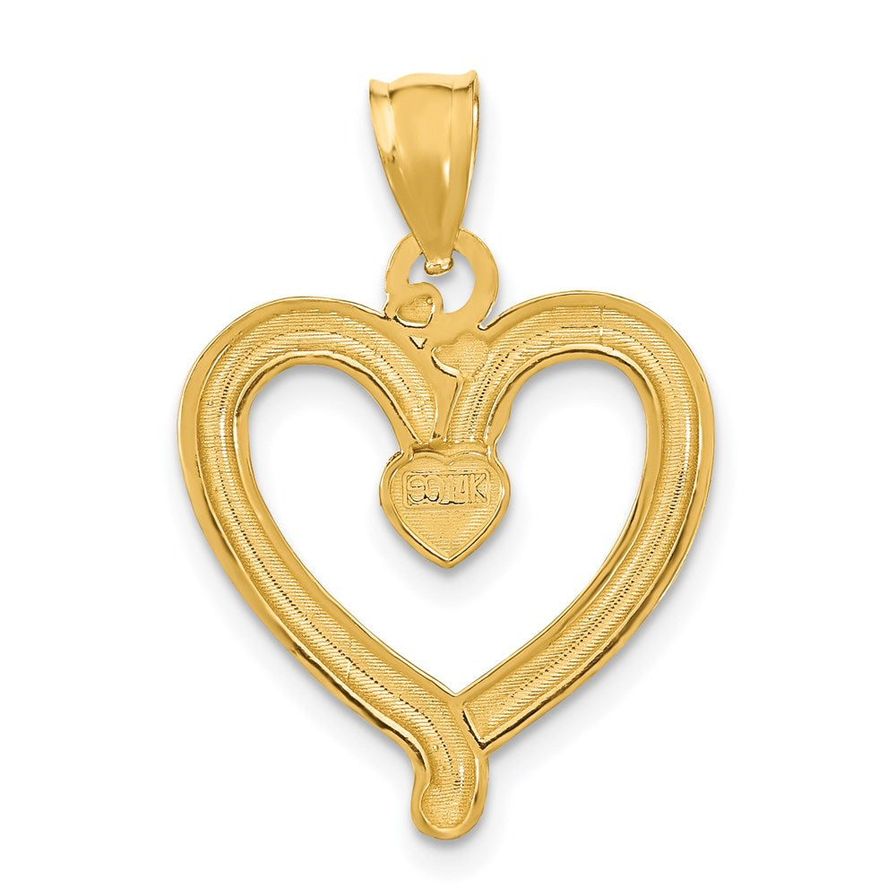 14K Gelb- und Rhodiumgold mit Rhodium, diamantgeschliffener Herz-Charm