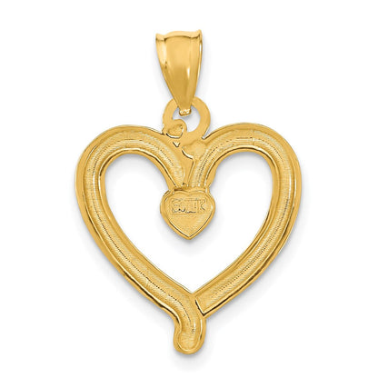 14K Gelb- und Rhodiumgold mit Rhodium, diamantgeschliffener Herz-Charm