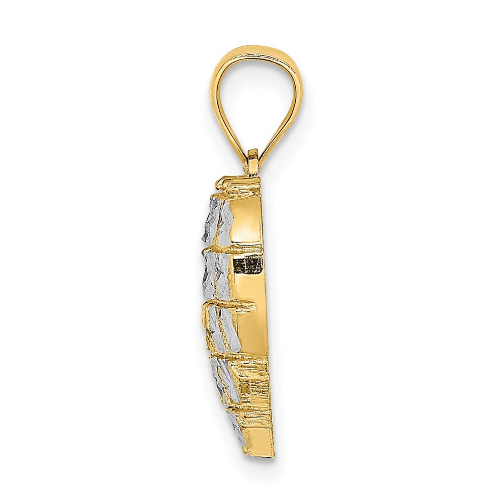 14K Gelb- und Rhodiumgold mit Rhodium diamantgeschliffener Herz-Charm