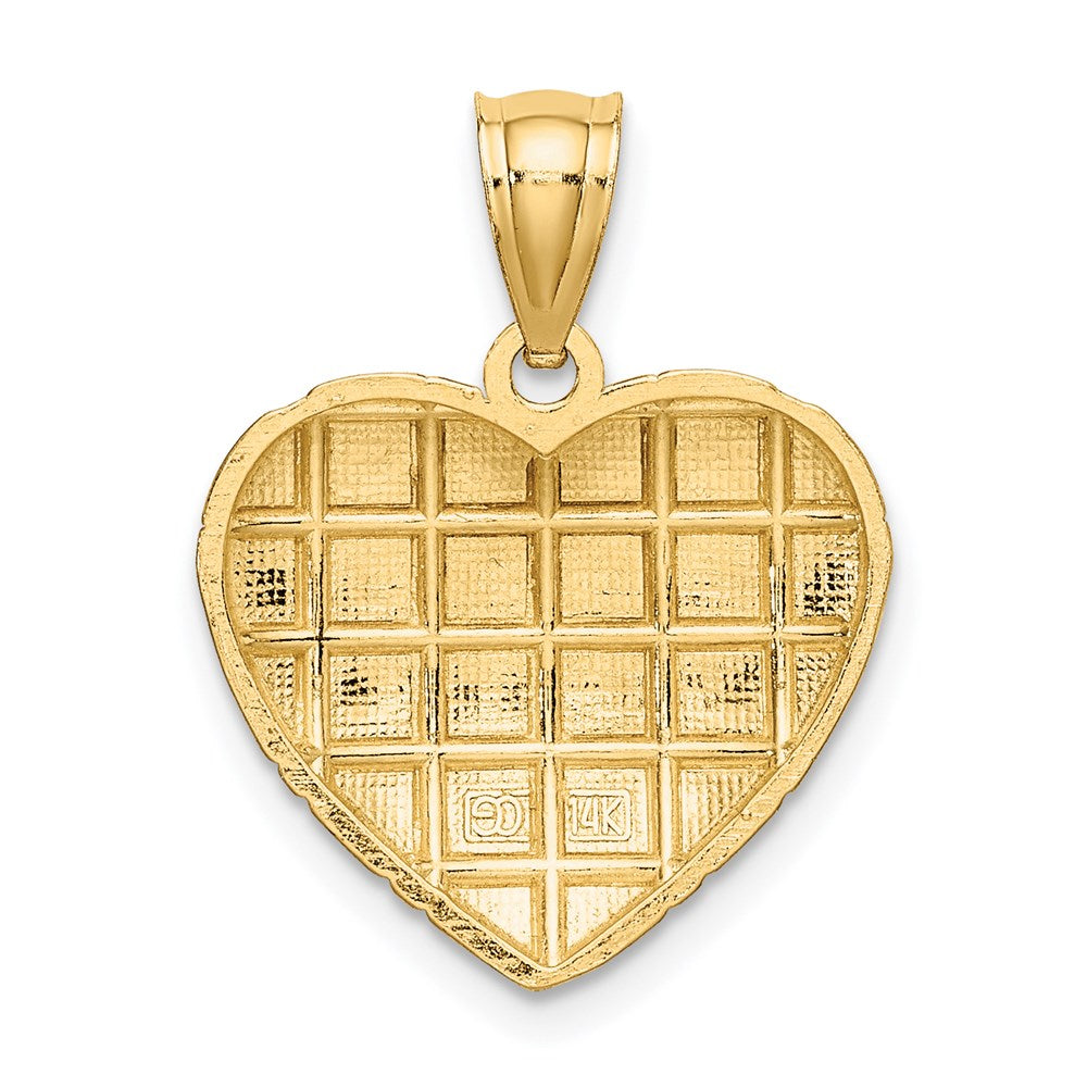 14K Gelb- und Rhodiumgold mit Rhodium diamantgeschliffener Herz-Charm