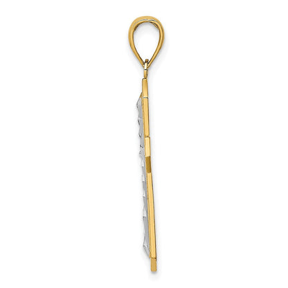 14K Gelb & Rhodium mit Mittig Kreuz Charm