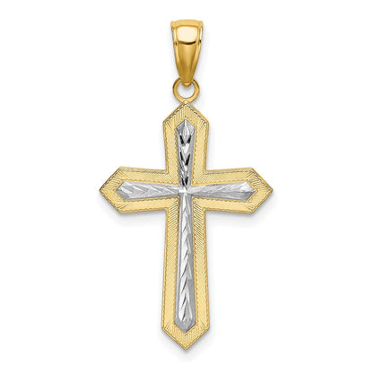 14K Gelb & Rhodium mit Mittig Kreuz Charm