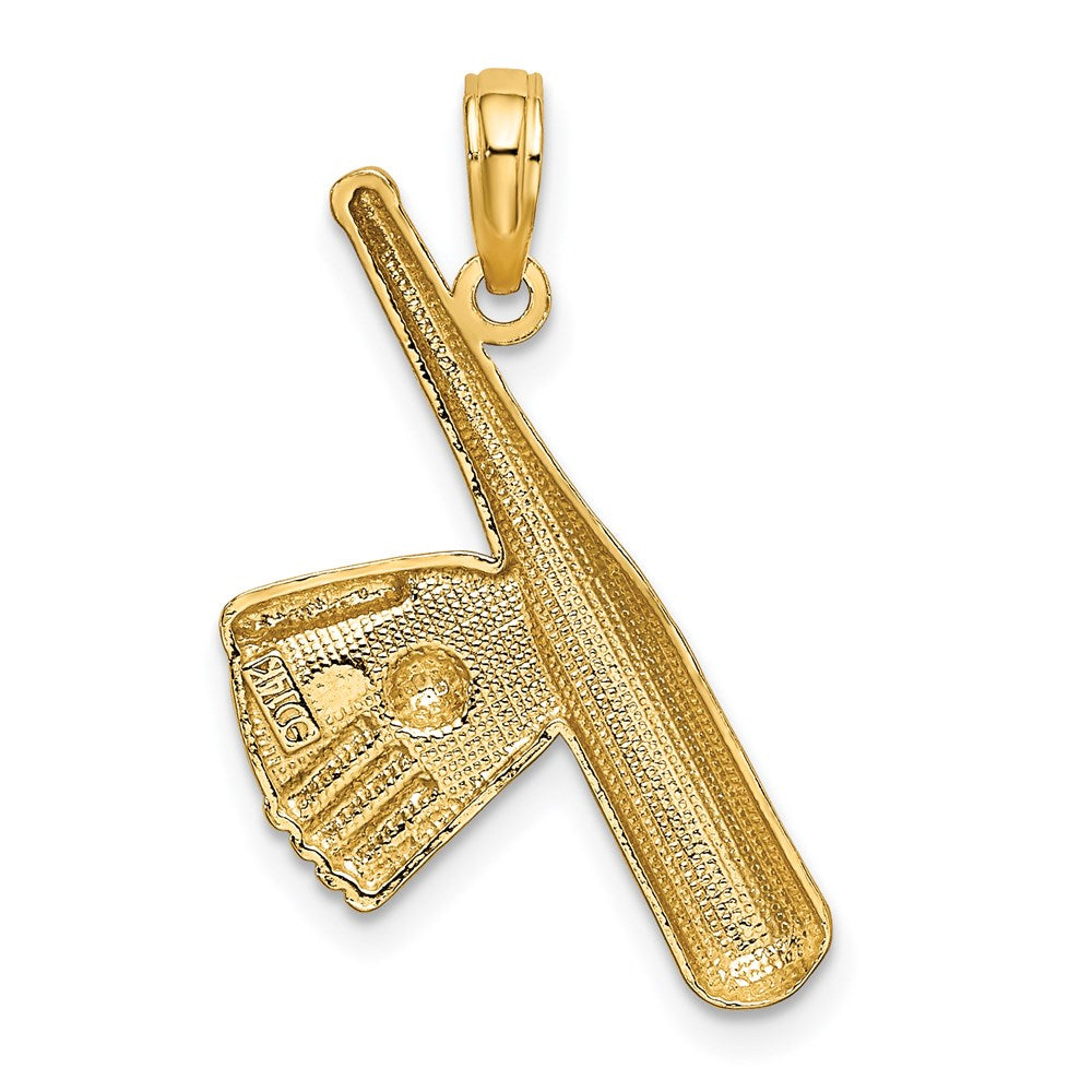 14K Gelb & Rhodium Baseball Bat mit Kugel Charm
