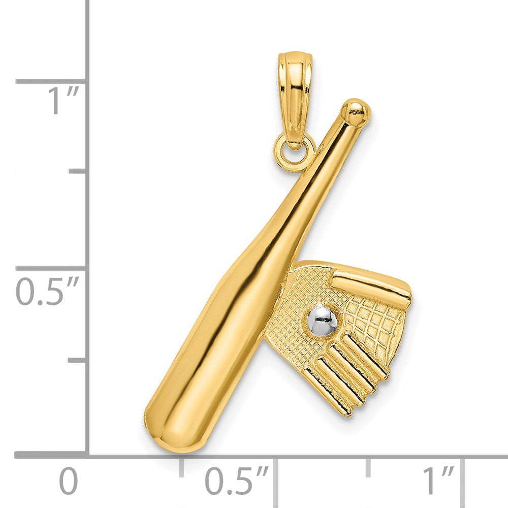 14K Gelb & Rhodium Baseball Bat mit Kugel Charm