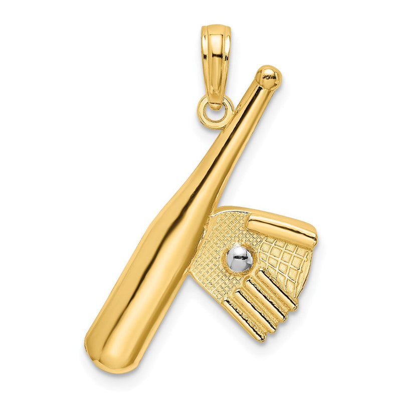 14K Gelb & Rhodium Baseball Bat mit Kugel Charm