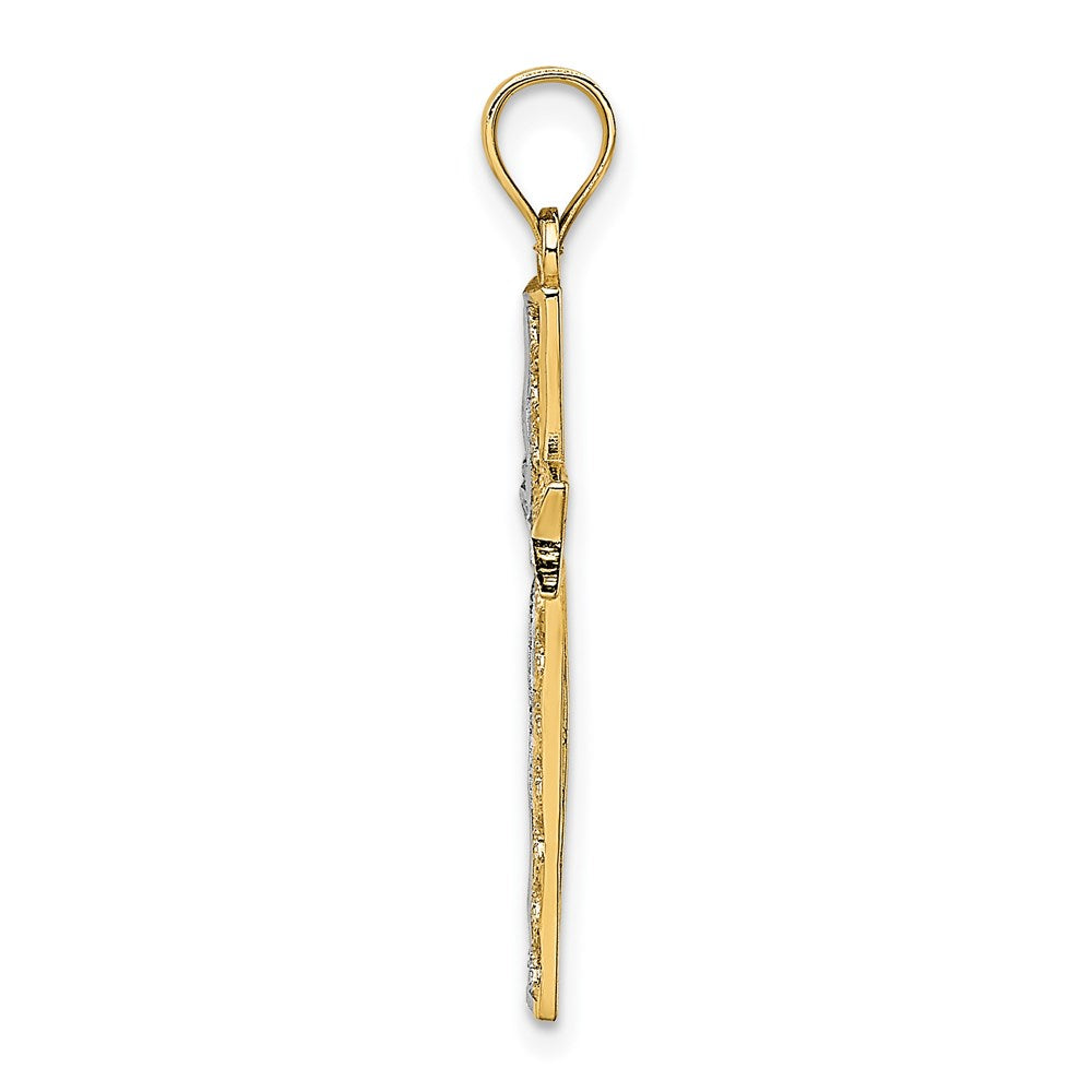 14K Gelb & Rhodium mit Kreuz Charm