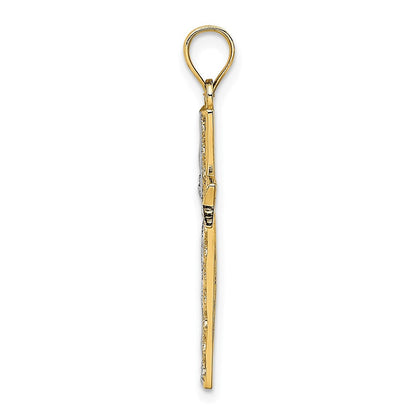 14K Gelb & Rhodium mit Kreuz Charm