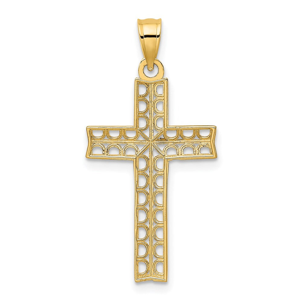 14K Gelb & Rhodium mit Kreuz Charm