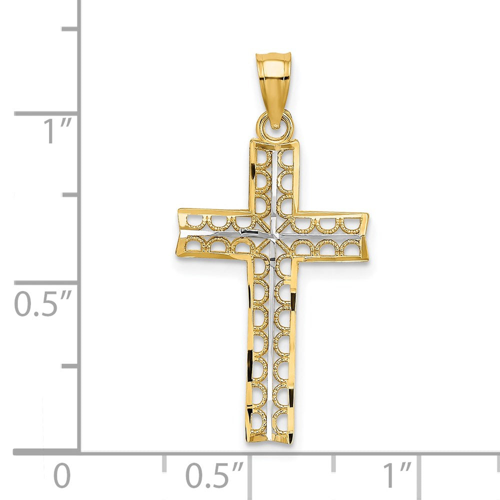14K Gelb & Rhodium mit Kreuz Charm