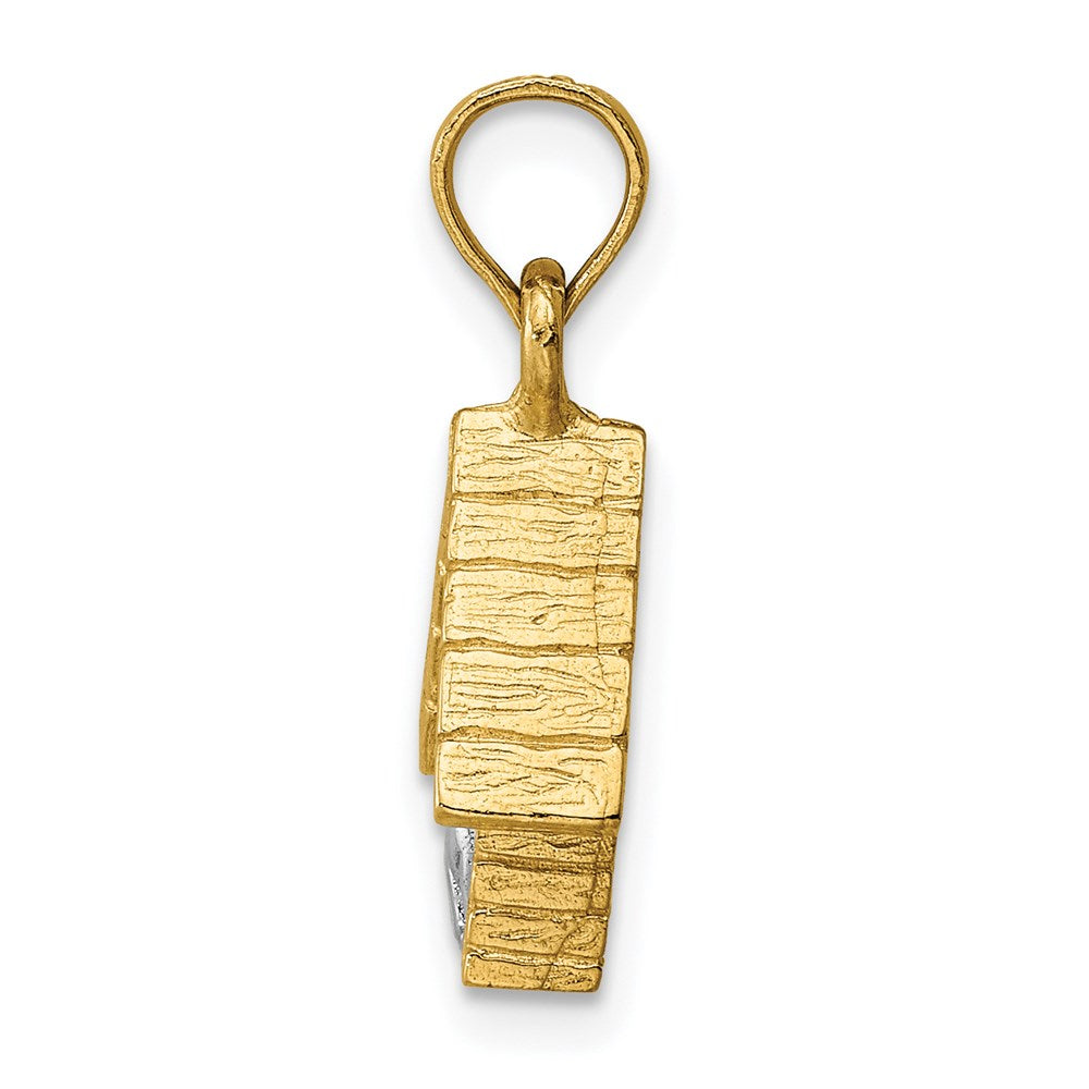 14K Bicolor Gold 3-D Hund im Hundehaus Charm