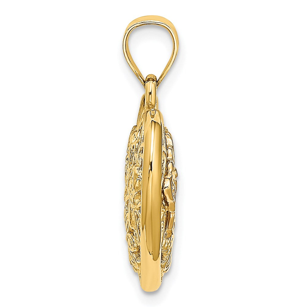 14K Zweifarbiges Gold 3D-Herz mit Schmetterling, wendbarer Charm