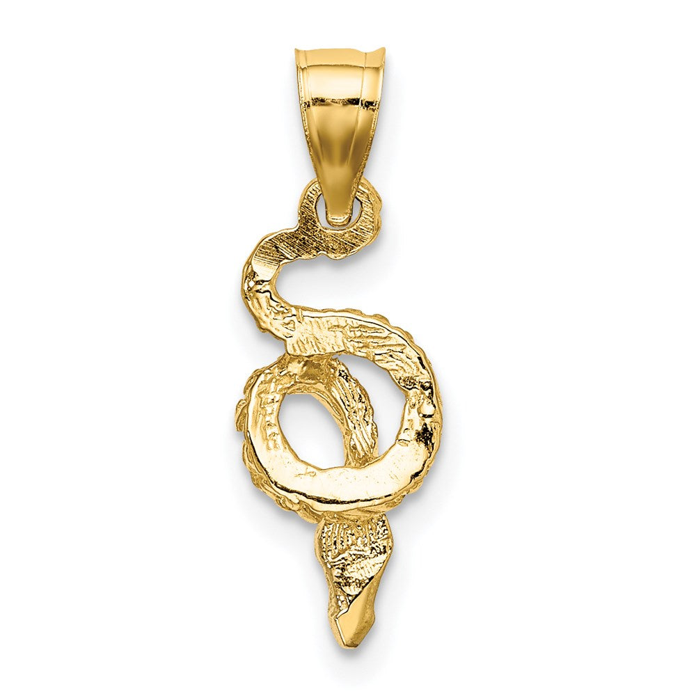 14K Gelb & Rhodium mit Rhodium Coiled Schlange Charm