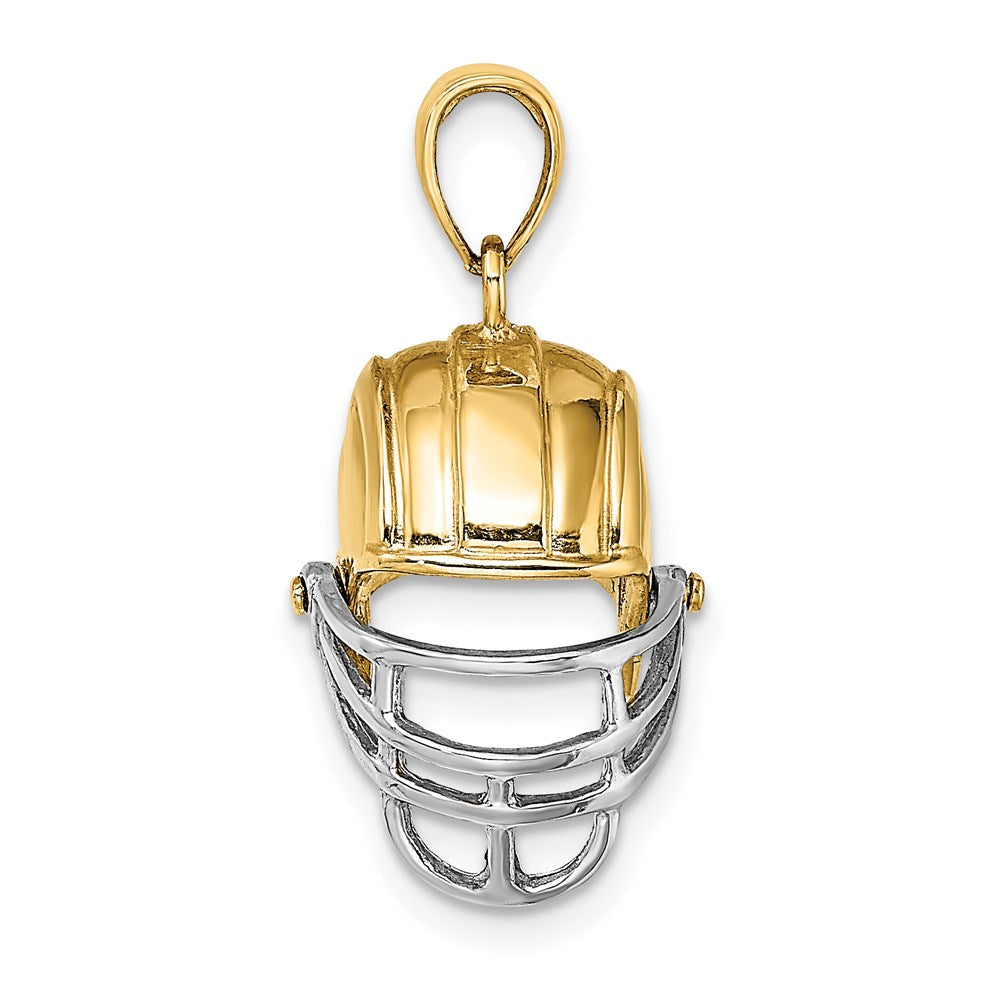 14K Gelb- und Rhodiumgold mit Rhodium 3-D-Footballhelm-Charm