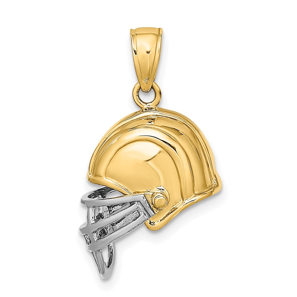 14K Gelb- und Rhodiumgold mit Rhodium 3-D-Footballhelm-Charm
