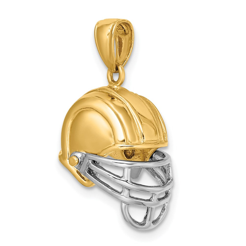 14K Gelb- und Rhodiumgold mit Rhodium 3-D-Footballhelm-Charm