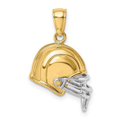 14K Gelb- und Rhodiumgold mit Rhodium 3-D-Footballhelm-Charm