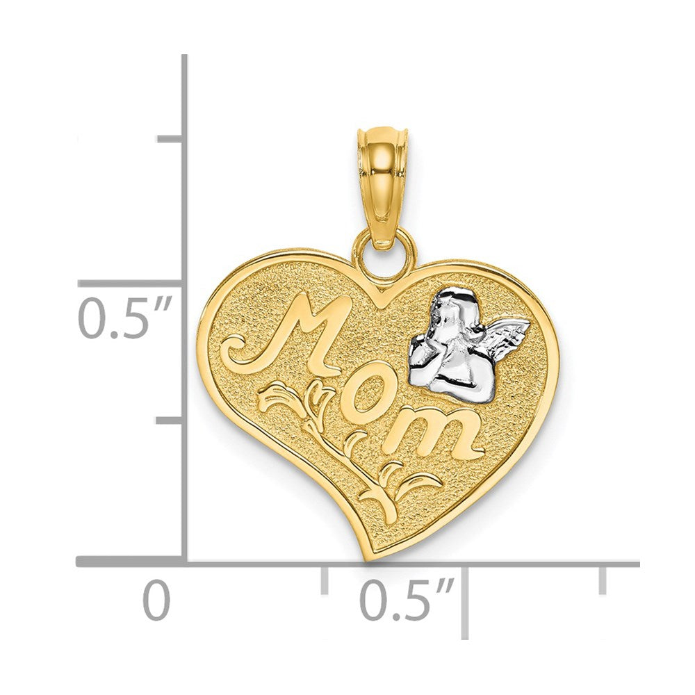14K Gelb- und Rhodiumgold mit Rhodium MOM- und Engelsherz-Charm