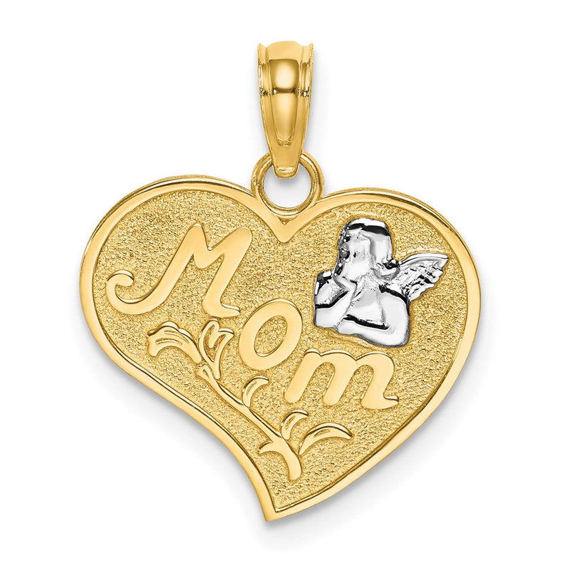 14K Gelb- und Rhodiumgold mit Rhodium MOM- und Engelsherz-Charm