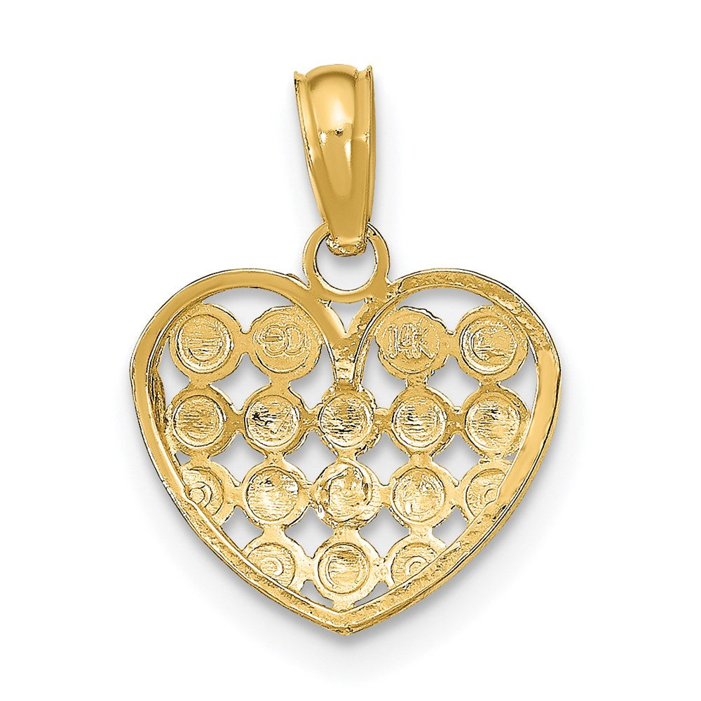 14K Gelb & Rhodium mit Rhodium Diamantiert Herz Charm