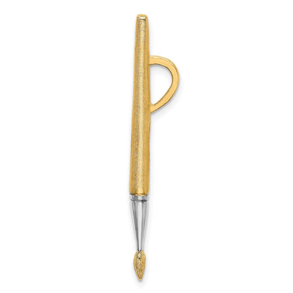 14K Gelbgold mit Rhodium 3-D Ölfarben-Pinsel-Charm
