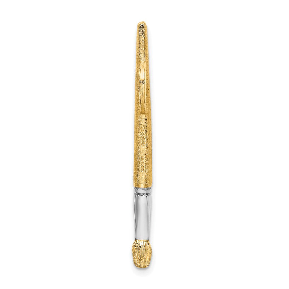 14K Gelbgold mit Rhodium 3-D Ölfarben-Pinsel-Charm
